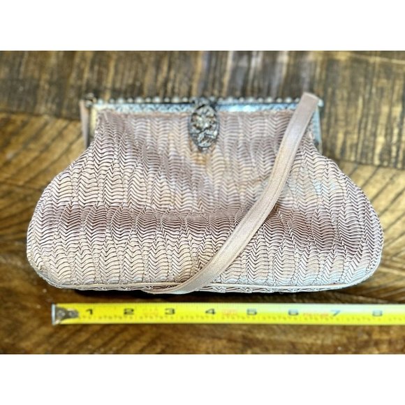 NEW Kate Landry Pink Silk With Pearls & Rhinestones  Cross body /clutch/handbag - Picture 7 of 9